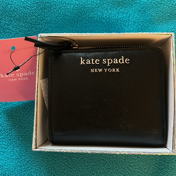 Kate Spade Cameron Small L-Zip Bifold Wallet - Black Leather Brand New Orig$139 - Picture 2 of 8